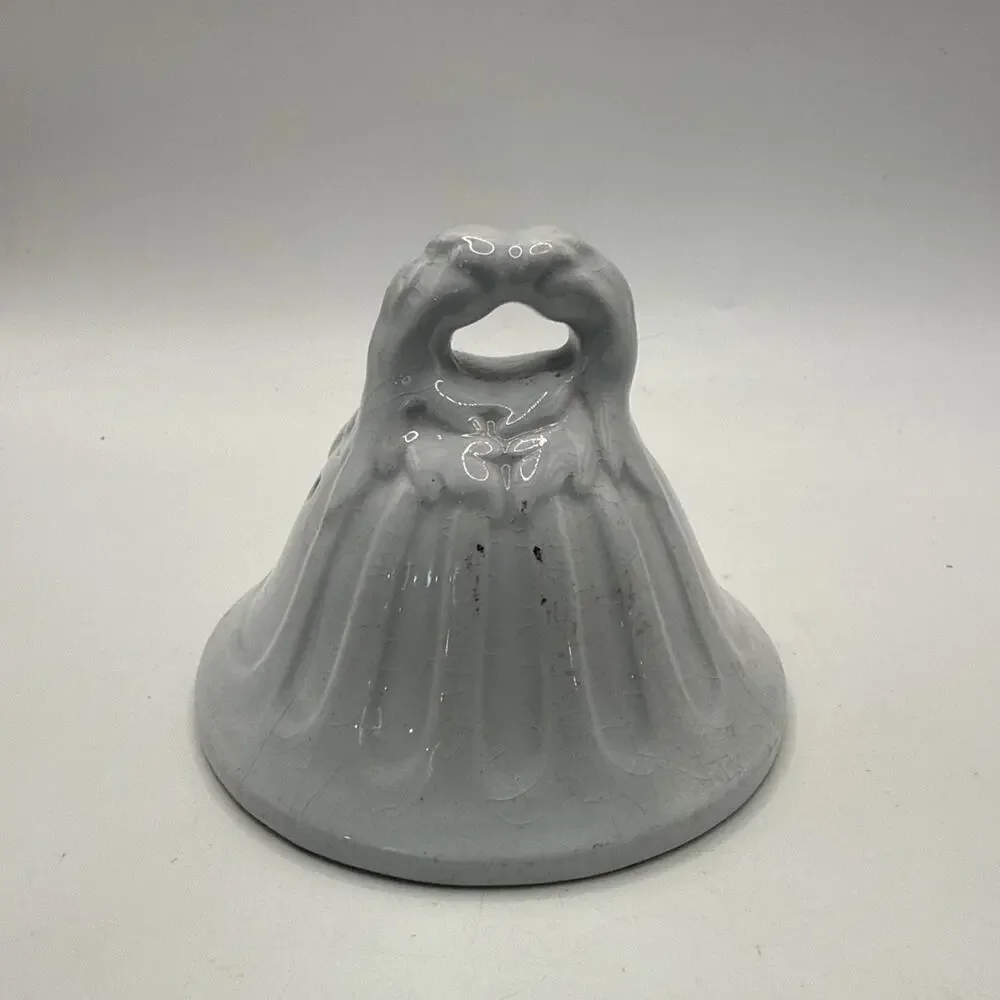 Vintage White Porcelain Ceramic Love Birds Figurine Bell Wedding Decor